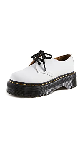 26492100 DR. MARTENS 1461 QUAD II PLATFORM WHITE POLISHED SMOOTH SIZE 6M/7W Like New