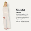 AMAZON ESSENTIALS X SOFIA GRAINGE WOMEN'S LONG SLEEVE HENLEY PAJAMA SET IVORY L - Brand New