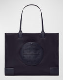 TORY BURCH ELLA LOGO RECYCLED NYLON TOTE BAG - BLACK - Like New