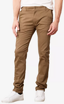 GALAXY BY HARVIC MEN'S SUPER STRETCH SLIM CHINO PANTS - DARK KHAKI - 36X32 - Brand New