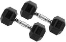 FITVIDS HEX DUMBBELLS RUBBER COATED HAND WEIGHTS, 10-50LB, 20 LB PAIR - BLACK - Like New