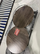 JS NOVA JUNS ROUND WOOD END TABLE 2-TIER INDUSTRIAL SOFA COFFEE STAND - WALNUT - Like New