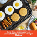 BELLA ELECTRIC GRIDDLE NONSTICK LARGE SURFACE REMOVABLE PROBE 10.5"X20", BLACK - Like New