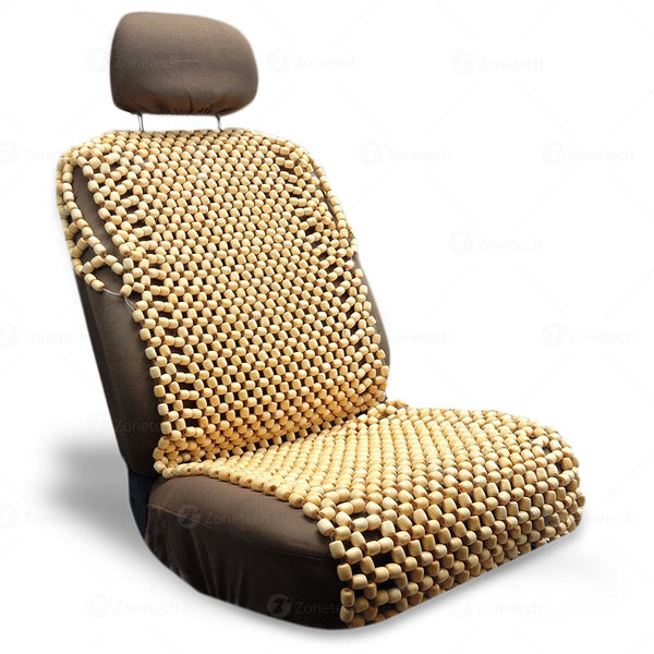 ZONETECH WOODEN BEADED SEAT COVER 1-PACK - NATURAL - Like New