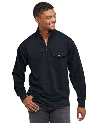 Hanes Men's Originals French Terry Hoodie, Quarter Zip Pullover 4F35 BLACK L - Brand New
