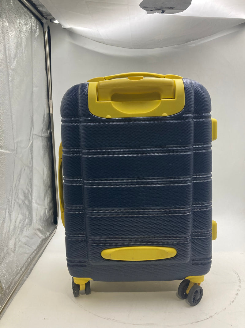 ROCKLAND MELBOURNE 20-INCH HARDSIDE SPINNER CARRY-ON LUGGAGE NAVY BLUE YELLOW - Like New