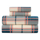 Kathy Ireland 4-Piece, Signature Plaid 100% Turkish Cotton Flannel, Queen - Brand New