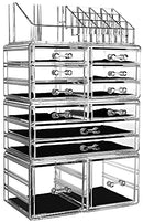 Cq 4 Pack Clear Makeup Organizer Countertop Stackable 12 Drawers B08ZJ5V8S9 - Like New