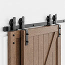 HomLxclx 7.5ft Bypass Sliding Barn Door Hardware Kit B08P2RKFCK - Black - Like New