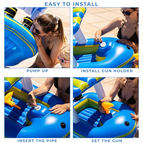 ZONE TECH BOAT INFLATABLE POOL FLOATS KIDS HARBOR MASTER PATROL 1 PACK - BLUE - Like New