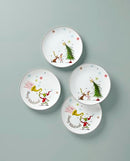 LENOX 894166 MERRY GRINCHMAS 4-PIECE ASSORTED ACCENT PLATE - GREEN - Like New