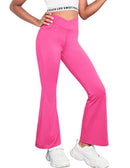 Tz006157 ZACLOTRE GIRLS FLARE V CROSSOVER YOGA PANTS - SIZE 13-14 - HOT PINK - Brand New