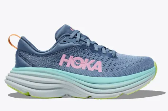 1127952 HOKA ONE ONE Womens Bondi 8 Textile Shadow Dusk Trainers 9 Like New