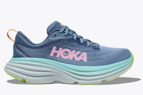 1127952 HOKA ONE ONE Womens Bondi 8 Textile Shadow Dusk Trainers 9 - Like New