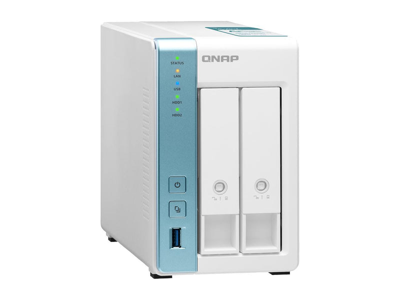 QNAP 2-Bay Personal Cloud NAS for Backup and Data Sharing 4-core 1.7GHz 1GB RAM
