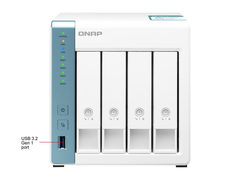 QNAP 4-Bay Personal Cloud NAS for Backup and Data Sharing 4-core 1.7GHz 1GB RAM