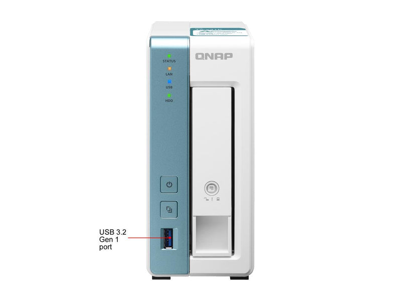 QNAP 1-Bay Personal Cloud NAS for Backup and Data Sharing 4-core 1.7GHz 1GB RAM