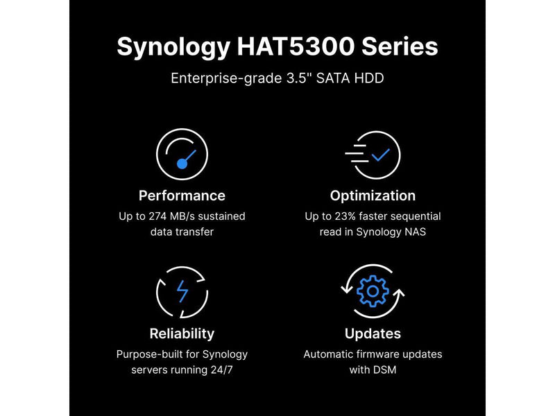 Synology HAT5300-16T 16TB 7200RPM SATA 6.0 GB/s 512e 3.5 inch SATA Enterprise