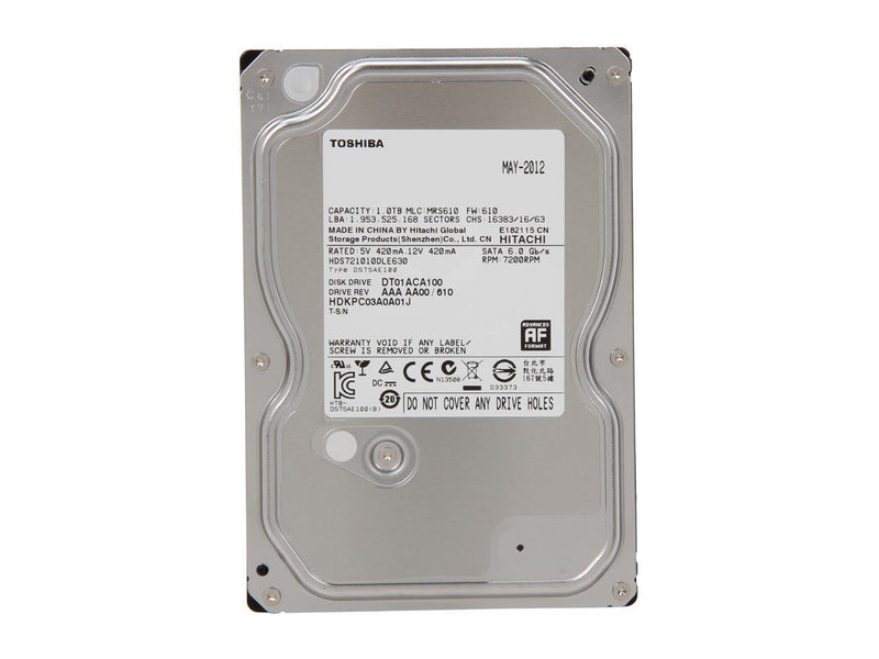 TOSHIBA DT01ACA100 1TB 7200 RPM 32MB Cache SATA 6.0Gb/s 3.5" Internal Hard Drive