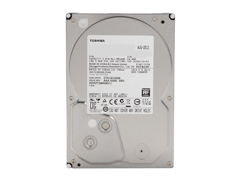 TOSHIBA DT01ACA300 3TB 7200 RPM 64MB Cache SATA 6.0Gb/s 3.5" Internal Hard Drive