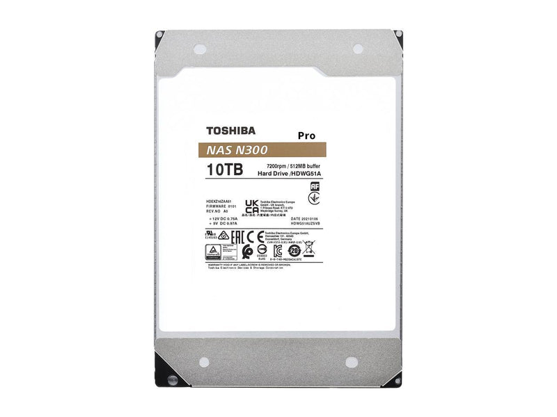 TOSHIBA N300 Pro HDWG51AXZSTB 10TB 7200 RPM 512MB Cache SATA 6.0Gb/s 3.5"