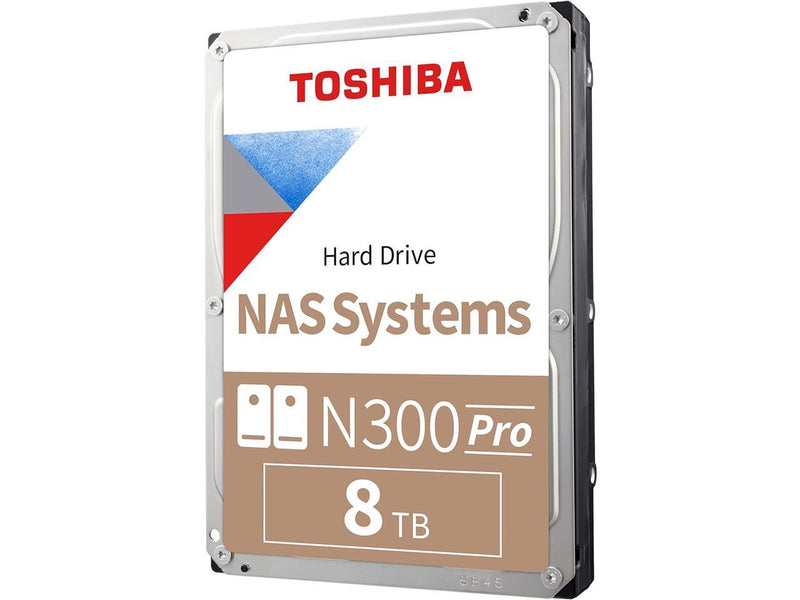 Toshiba N300 Pro 8TB NAS 3.5-Inch Internal Hard Drive - CMR SATA 6 Gb/s 7200 RPM