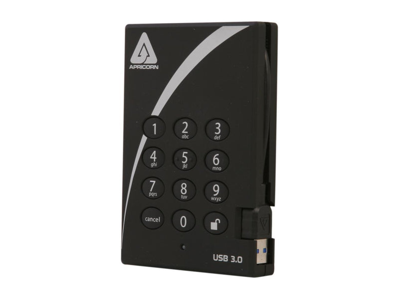 APRICORN 500GB Aegis Padlock External Hard Drive with 256-bit AES Encryption USB