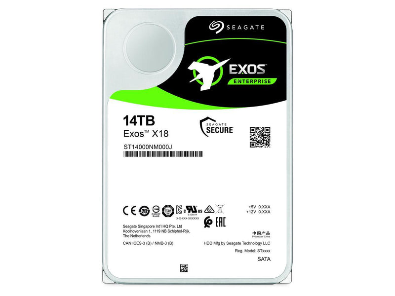 Seagate Exos X18 ST14000NM000J 14TB 7200 RPM 256MB Cache SATA 6.0Gb/s 3.5" Hard