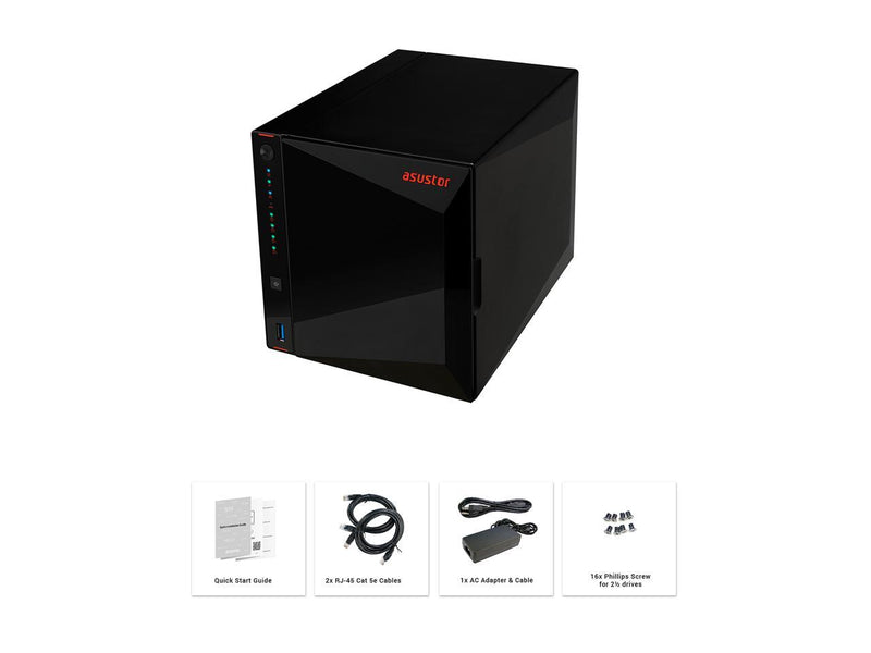 Asustor AS5304T - 4 Bay NAS, Intel Celeron Quad-Core, 2 2.5GbE Ports