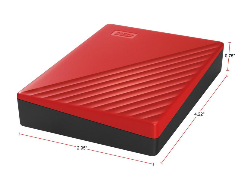 WD 4TB My Passport Portable Storage External Hard Drive USB 3.2 for PC/MAC Red