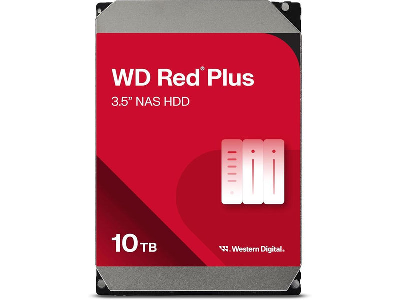 WD Red Plus 10TB NAS Hard Disk Drive - 7200 RPM Class SATA 6Gb/s, CMR, 512MB