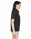 M545W Harriton Ladies Advantage Snap Closure Short-Sleeve Shirt Black L - Like New