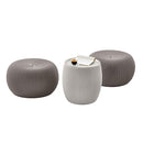 KETER URBAN KNIT POUF OTTOMAN SET OF 2 WITH STORAGE TABLE - CREAM & TAUPE - Like New