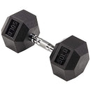 Fitvids RUBBER ENCASED EXERCISE FITNESS HEX DUMBBELL 50LB SINGLE - BLACK - Like New