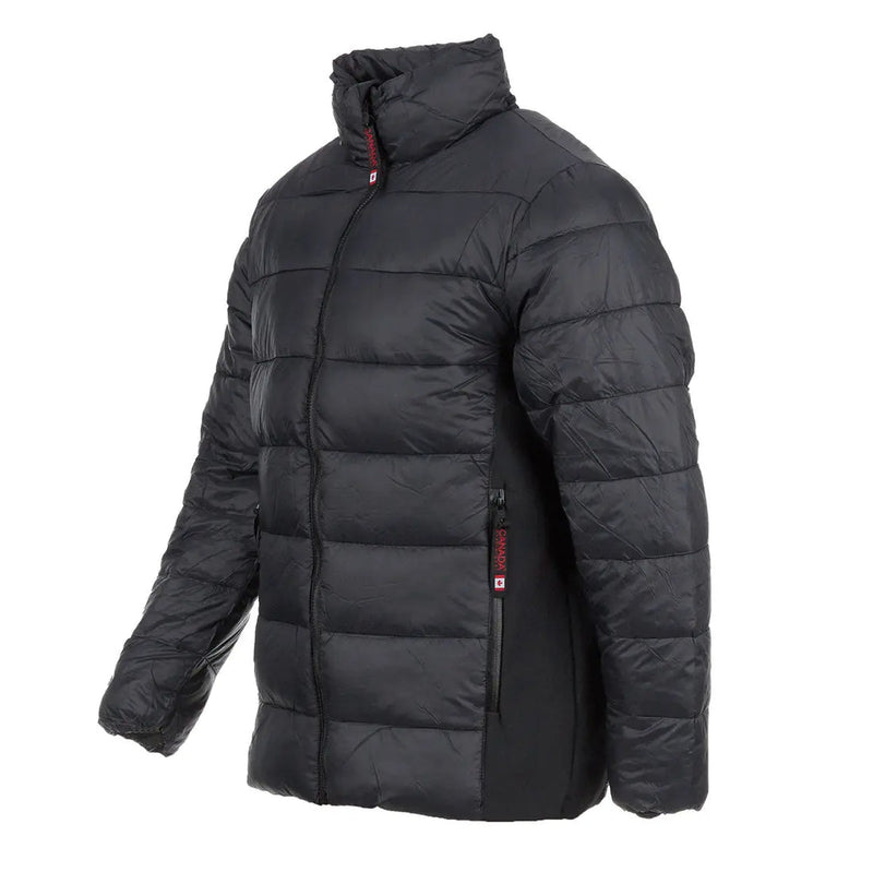 CANADA WEATHER GEAR MEN'S MIX MEDIA PUFFER, LARGE - BLACK/BLACK, OMCW378PZ - Like New