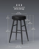 VASAGLE EKHO COLLECTION BAR STOOLS SET OF 2 COUNTER HEIGHT BAR STOOLS - BLACK - Like New