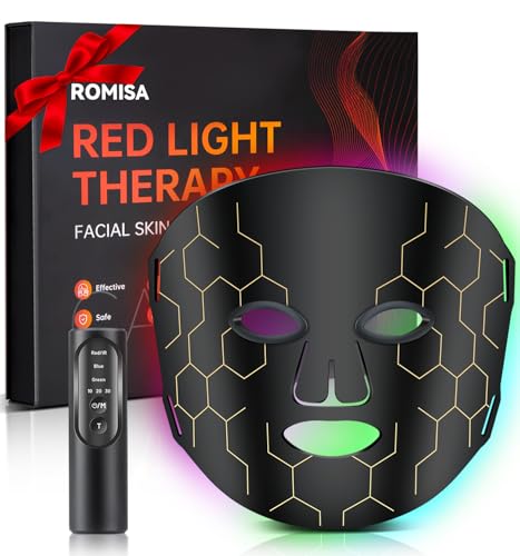ROMISA RED LIGHT THERAPY MASK FACE 8-1 COLORS LIGHT FACIAL XPRE-368 - BLACK - Like New