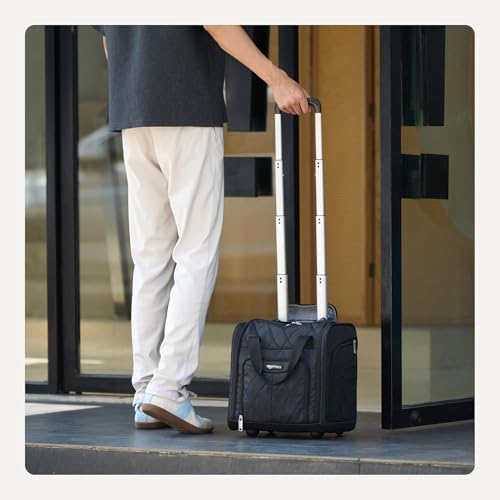 AMAZON Basics Underseat Carry On Luggage Wheels 14" Bag - Black Quilted - Like New