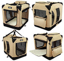 EliteField 3-Door Folding Soft Dog Crate (36" L x 24" W x 28" H, 2YR WTY -Beige) - Brand New