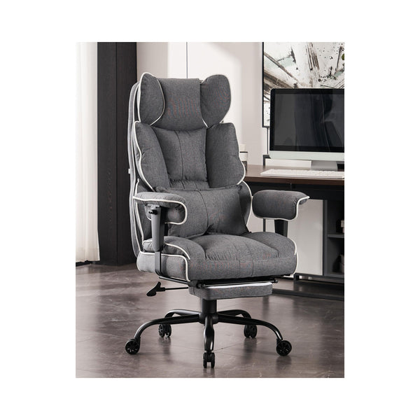 Efomao Fabric Office Chair, High Back Executive Chair with Foot Rest - Gray - Like New
