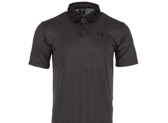 UNDER ARMOUR MEN'S PERFORMANCE STRIPE POLO LARGE - SIZE L - BLACK , JET GRAY - Brand New