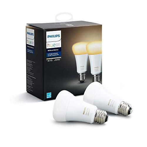 PHILIPS HUE WHITE AMBIANCE A19 2-PACK Dim LED3-Bulbs, Hue Hub Required - WHITE - Like New