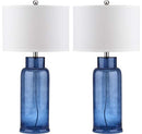 SAFAVIEH LIGHTING COLLECTION BOTTLE GLASS BLUE/CREAM TABLE LAMP SET OF 2 - Like New