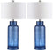 SAFAVIEH LIGHTING COLLECTION BOTTLE GLASS BLUE/CREAM TABLE LAMP SET OF 2 - Like New