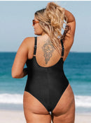 CUPSHE WOMEN’S BLACK ONE PIECE SWIMSUIT MESH DETAIL NWT - SIZE: WOMEN 0X - BLACK - Like New