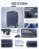LIGHT FLIGHT CARRY ON LUGGAGE 22X14X9 AIRLINE APPROVED DURABLE HARD SHELL - BLUE - Like New