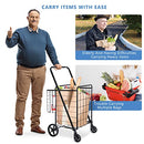 SUPER DEAL FOLDING SHOPPING CART WHEELS DOUBLE BASKET FOR GROCERIES - BLACK - Like New