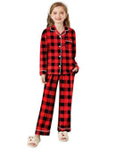 Arshiner Pajamas Set for Girls Plaid Long Sleeve Lounge Set Button Down Pj Sets - Brand New