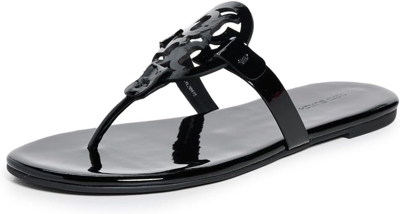 90582 Tory Burch Women's Miller Sandals Perfect Black Patent Size 9 Like New