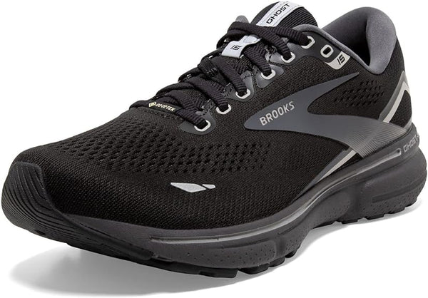 BROOKS WOMEN'S GHOST 15 GTX RUNNING SHOE -BLACK/BLACKENED PEARL/ALLOY - SIZE 7.5 - Like New